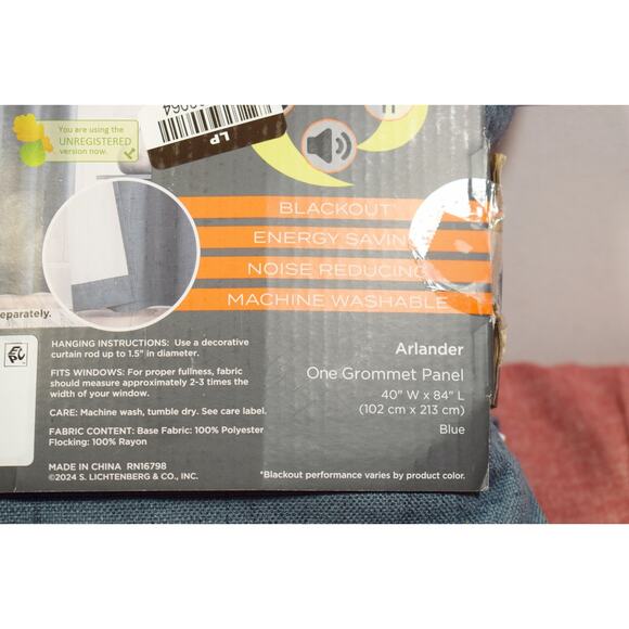 Sun Zero 40x84" Arlander Crosshatch Thermal Blackout Grommet Curtain Panel Blue* - Picture 7 of 8